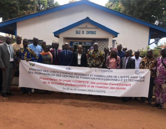 Centrafrique : l’ACFPE et ses partenaires outillent leurs cadres pour l’encadrement des jeunes déscolarisés dans le cadre du projet I-COMPETE